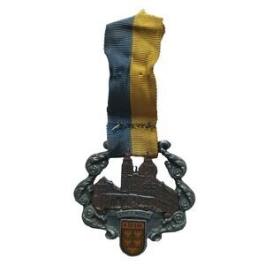 Austria Medal Medal Badge Stift Melk Hiking Walking Stick Pewter Copper w Ribbon